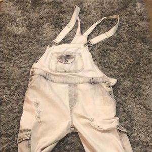 Zara denim white washed overalls